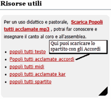 Tanti spartiti con Accordi per i canti Liturgici presenti in questo sito.